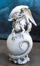 Fantasy Wyrmling White Shadow Ghost Dragon Sleeping On Gray Moon Figurine