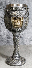 Ebros Gothic Viking Grinning Skull Wine Goblet With Celtic Knotwork 7.5"H