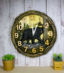 Rustic Cozy Woodland Pines Black Bear Forest Faux Wood Look Wall Clock Decor