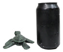Pack Of 2 Cast Iron Green Verdigris Swimming Sea Turtle Tortoise Mini Figurines