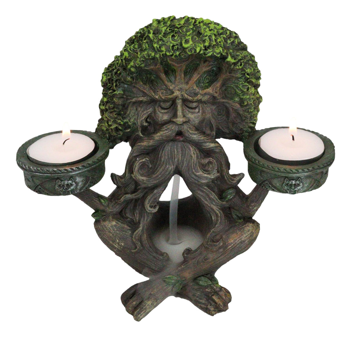 Forest God Greenman Tree Ent Backflow Incense Burner And Candleholders Figurine