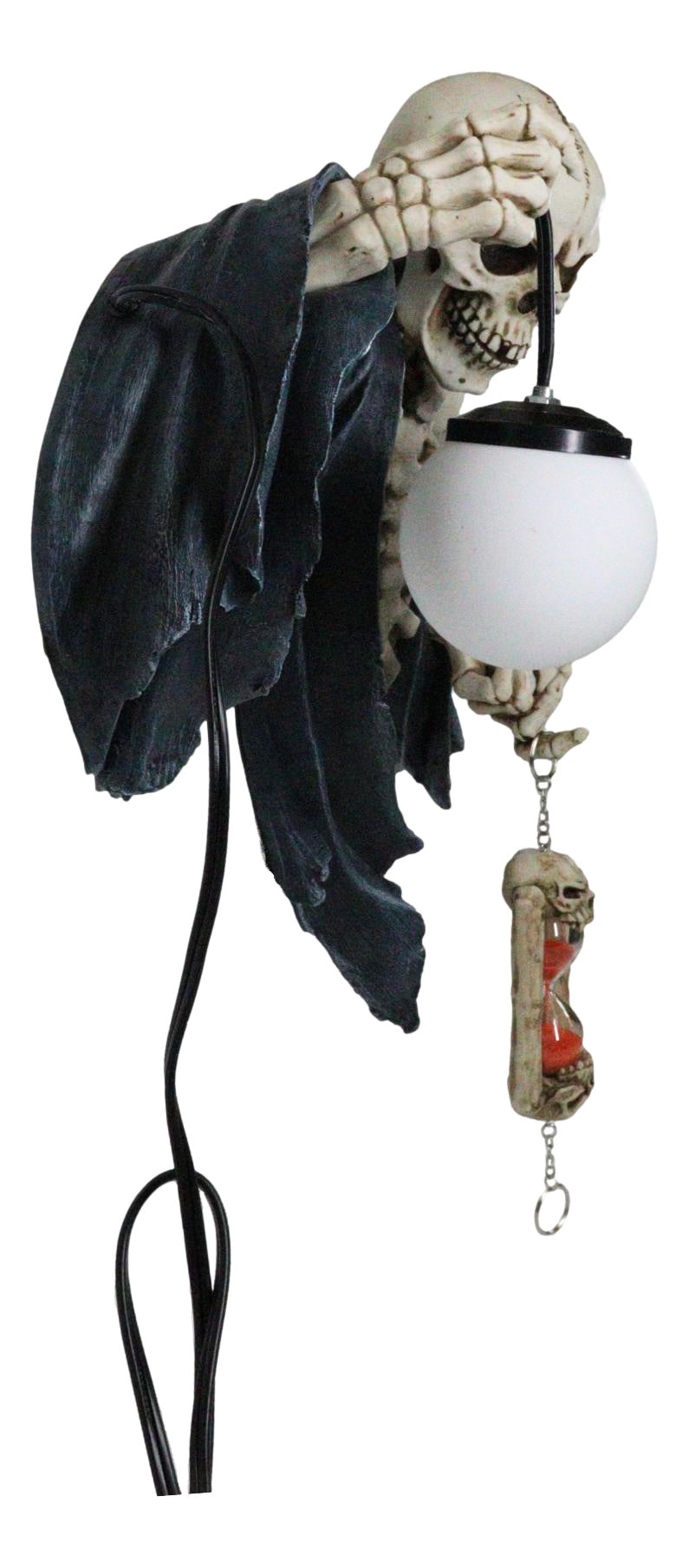Ebros Time Waits For No Man Grim Reaper Skeleton Wall Relief Lamp with Hourglass