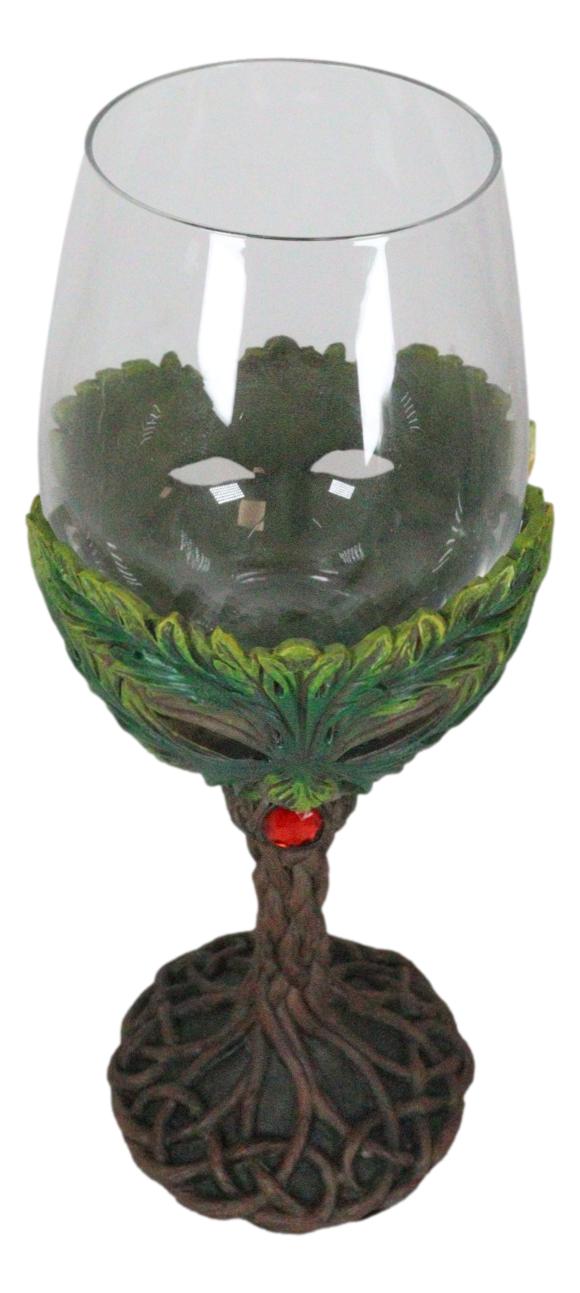 Large Mysterious Forest Tree Spirit Greenman Deity Wine Glass Goblet Chalice Cup