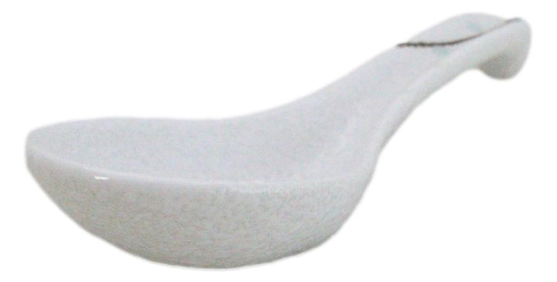 Pack of 6 Yukino Hana Collection Ceramic Asian Soup Spoons With Hook 5.75"L