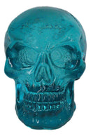 Set Of 12 Blue Translucent Witching Hour Gazing Skull Miniature Figurines 2.5"L