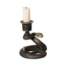 Dark Magic Coiled Serpent Rattle Snake Candlestick Taper Candleholder Figurine