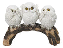 Woodland Wisdom See Hear Speak No Evil Wise Snowy Owls Figurine On Tree Branch