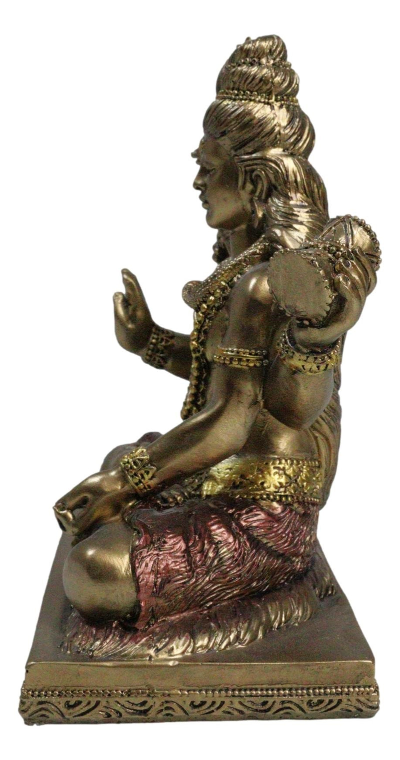 Hindu God Lord Shiva With Trishula Trident Drum Cobra In Meditation Figurine