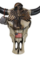 Patriotic Fallen Soldier Helmet Rifle Boots Dogtags Veteran Cow Skull Wall Decor