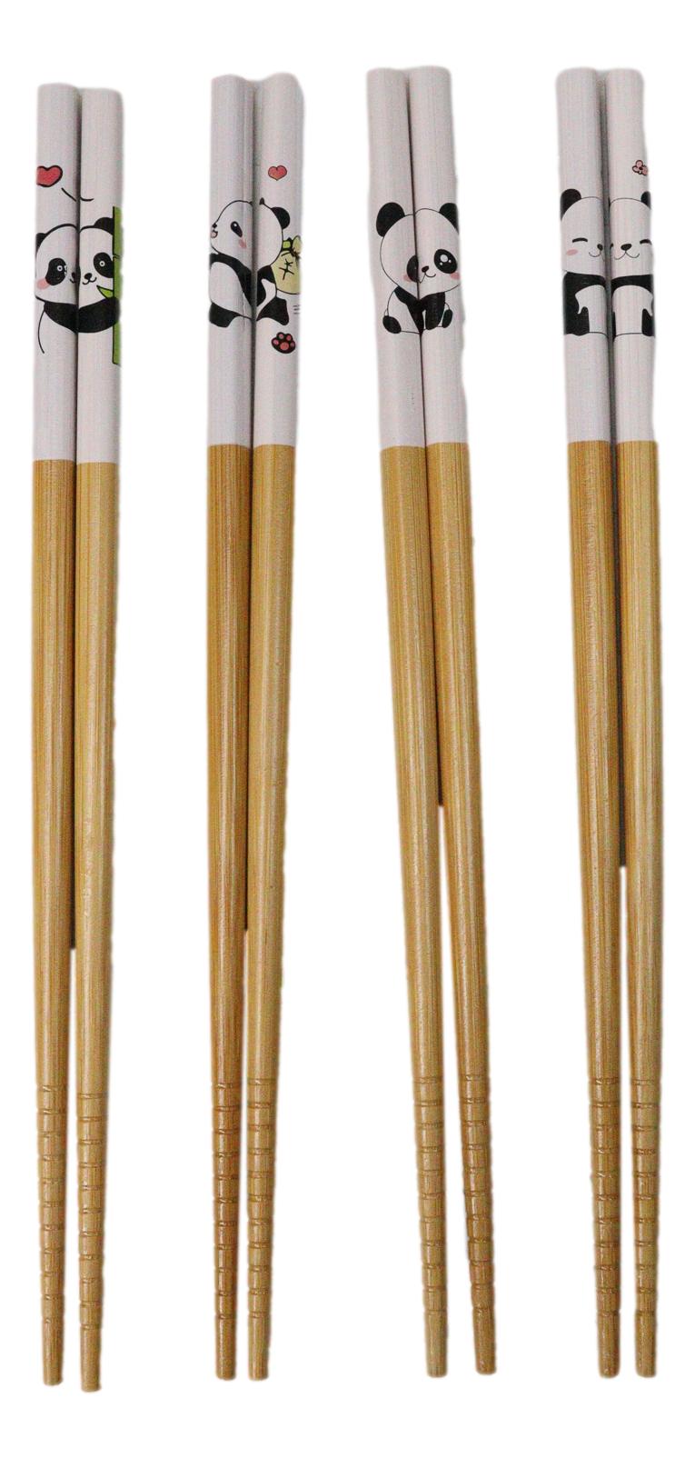 Happy Panda Bears Ceramic Sauce Dishes Chopsticks And Rests Sushi Set For 2