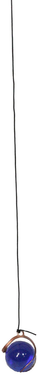 Blue Floral Scroll with Gemstones Christian Cross Art Glass Metal Wind Chime