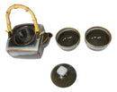 Olive Green White Sands Zen Fusion Reactive Glaze 32oz Teapot And 2 Tea Cups Set