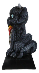Fantasy Black Onyx Koan Cartoon Chibi Dragon Figurine Dragon With Girl Tattoo