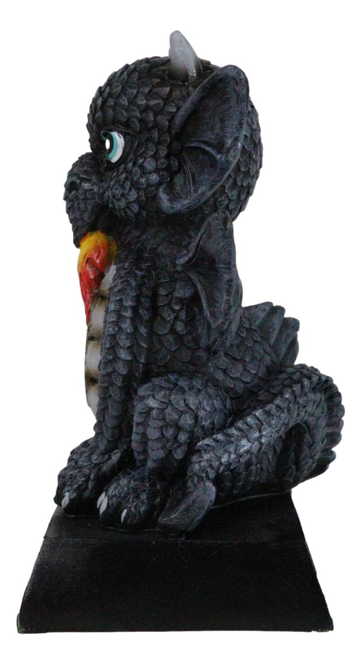 Fantasy Black Onyx Koan Cartoon Chibi Dragon Figurine Dragon With Girl Tattoo