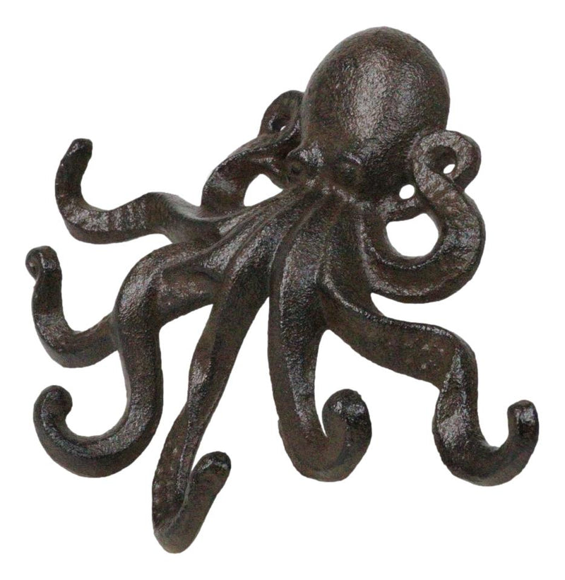 Rustic Cast Iron Nautical Sea Octopus Cthulhu 6 Pegs Tentacles Wall Hook Decor