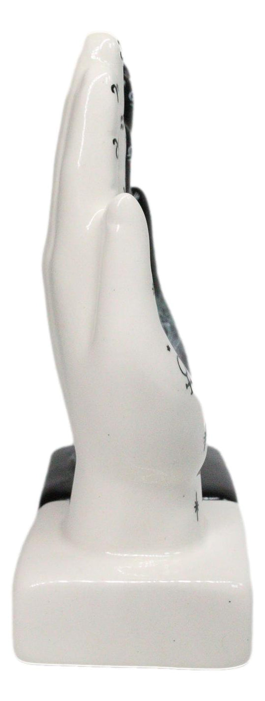 Black And White Fortune Teller Palmistry Hands Ceramic Salt Pepper Shakers Set