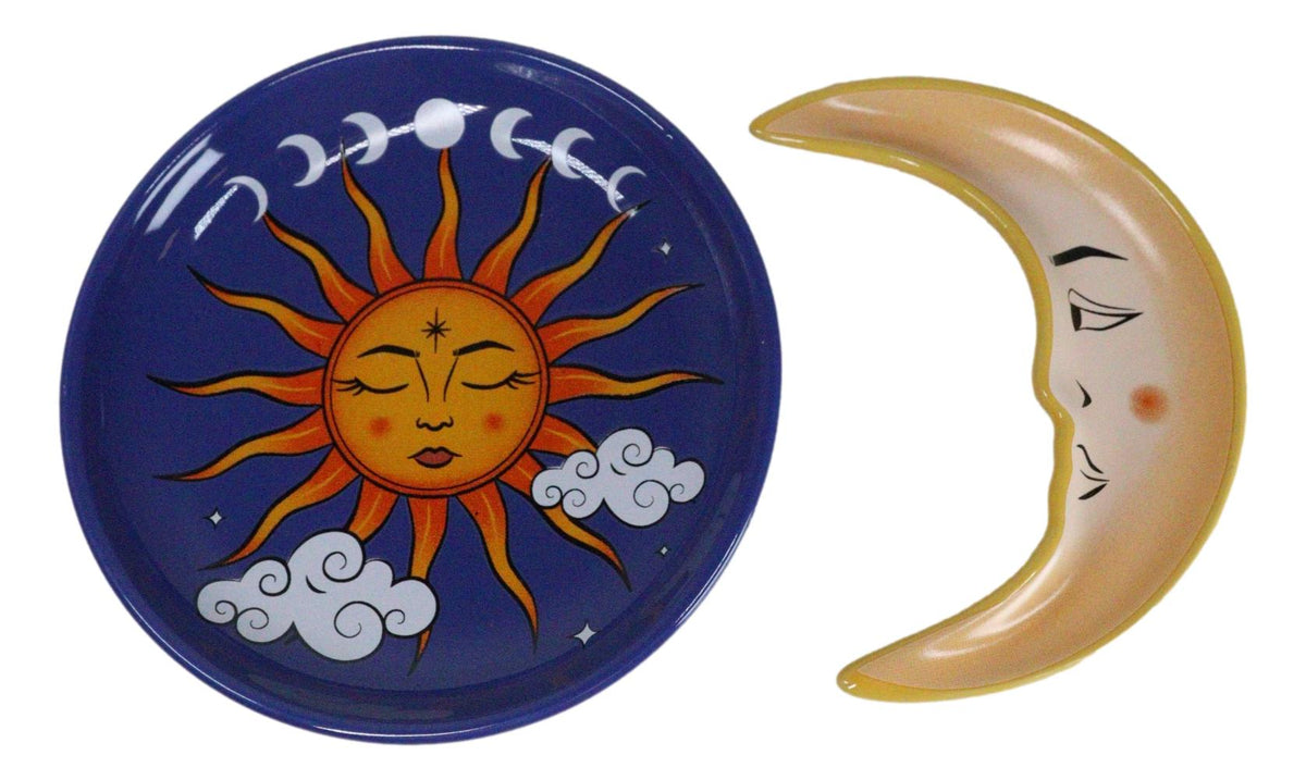 Wicca Celestial Belenos Sun God And Luna Moon Goddess Night Day Trinket Dish