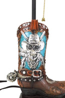 Rustic Western Country Skull With Crossed Pistols Cowboy Spur Boot Table Lamp
