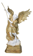 Renaissance Art Golden Large Archangel Saint Michael With Long Spear Statue 19"H