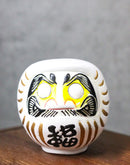 White Talisman of Purity Luck Japanese Zen Daruma Figurine With Unpainted Eyes