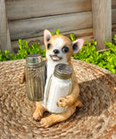 Cute Chihuahua Dog Salt and Pepper Glass Shakers Holder Kitchen Figurine