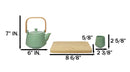 Matte Pastel Green Porcelain 22oz Teapot And 2 Tea Cups With Bamboo Tray Set