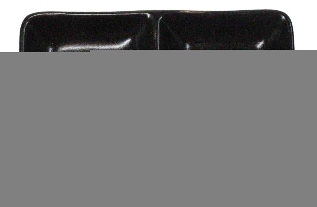 Pack Of 6 Ceramic Black Kokuyo Soy Sauce Or Condiment Dishes Double Partition