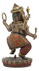 Hindu Supreme God Dancing Nritya Ganesha On Lotus Statue 8"H Patron Of The Arts