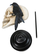 Poe's Raven Nevermore Skull Masque Ornament On Pole Stand Or Wall Sculpture