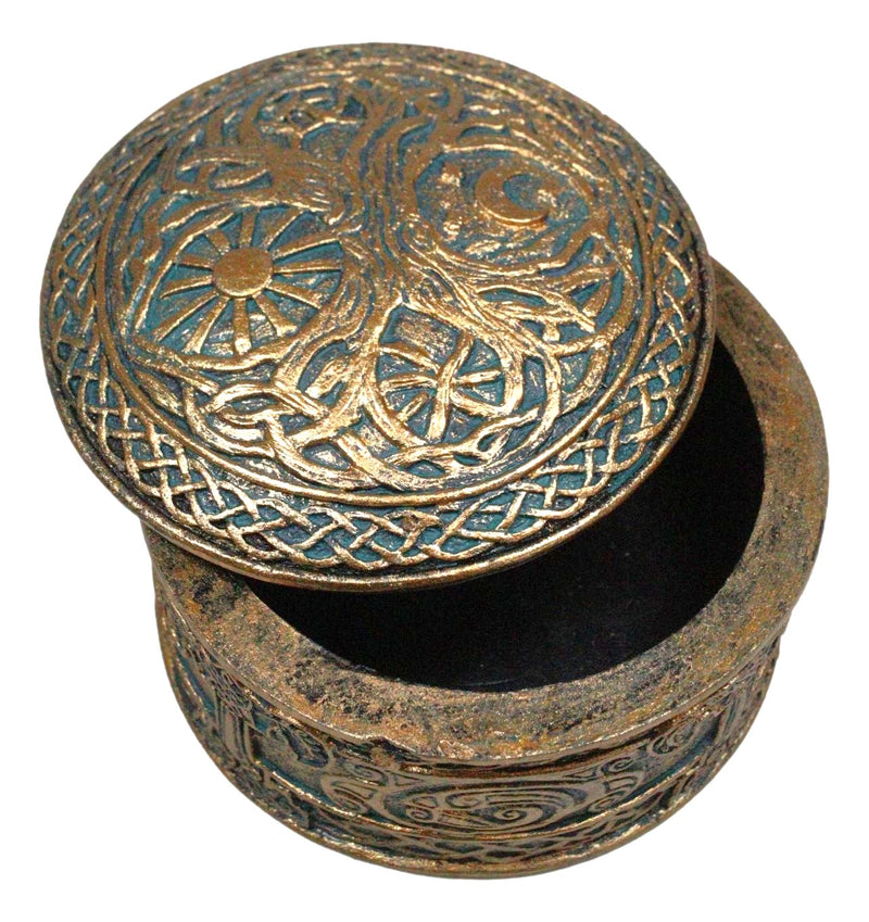 Sacred Moon And Sun Celtic Knotwork Yggdrasil Tree Of Life Wicca Trinket Box