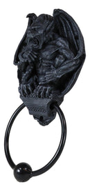 Gothic Guardian Winged Gargoyle Perching On Roof Pediment Door Knocker Figurine