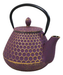 Traditional Oriental Tetsubin Purple Honeycomb Design Cast Iron Teapot 32oz