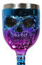 Metallic Blue And Pink Plated Skull With Skeleton Spine And Bones Wine Goblet