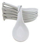 Pack of 6 Yukino Hana Collection Ceramic Asian Soup Spoons With Hook 5.75"L