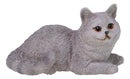 Realistic Feline British Shorthair Grey Kitty Cat Kitten Resting Mini Figurine
