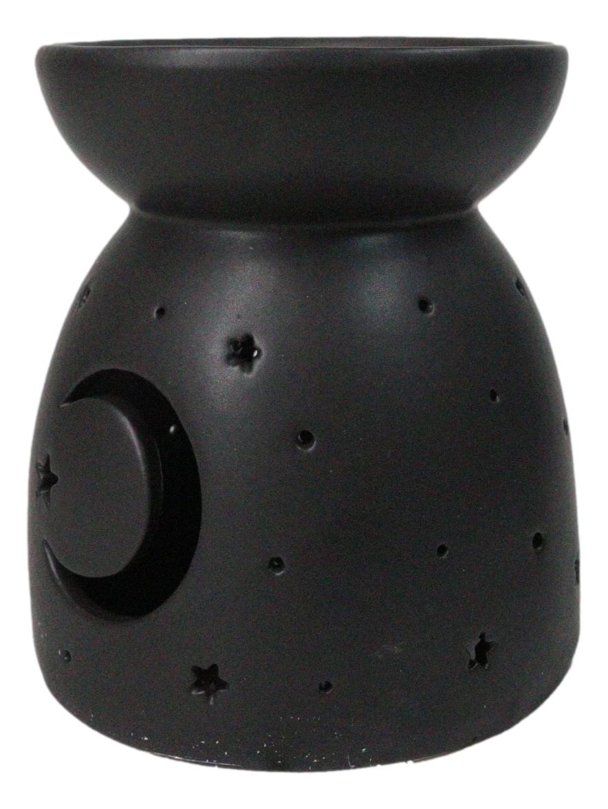 Ceramic Wicca Crescent Moon And Stars Essential Oil Burner Votive Candle Warmer