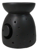 Ceramic Wicca Crescent Moon And Stars Essential Oil Burner Votive Candle Warmer