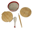 Red Ryu Dragon Design Donburi Ramen Bowl With Lid Trivet Spoon Chopsticks Set