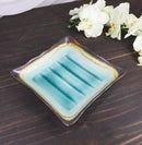 Pack Of 6 Green Midori Kannyu Ceramic Wavy Square Appetizer Salad Plates 7"
