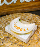 Cream White Porcelain Wicca Moon Phase Crescent Trinket Jewelry Dish Tray 5"L
