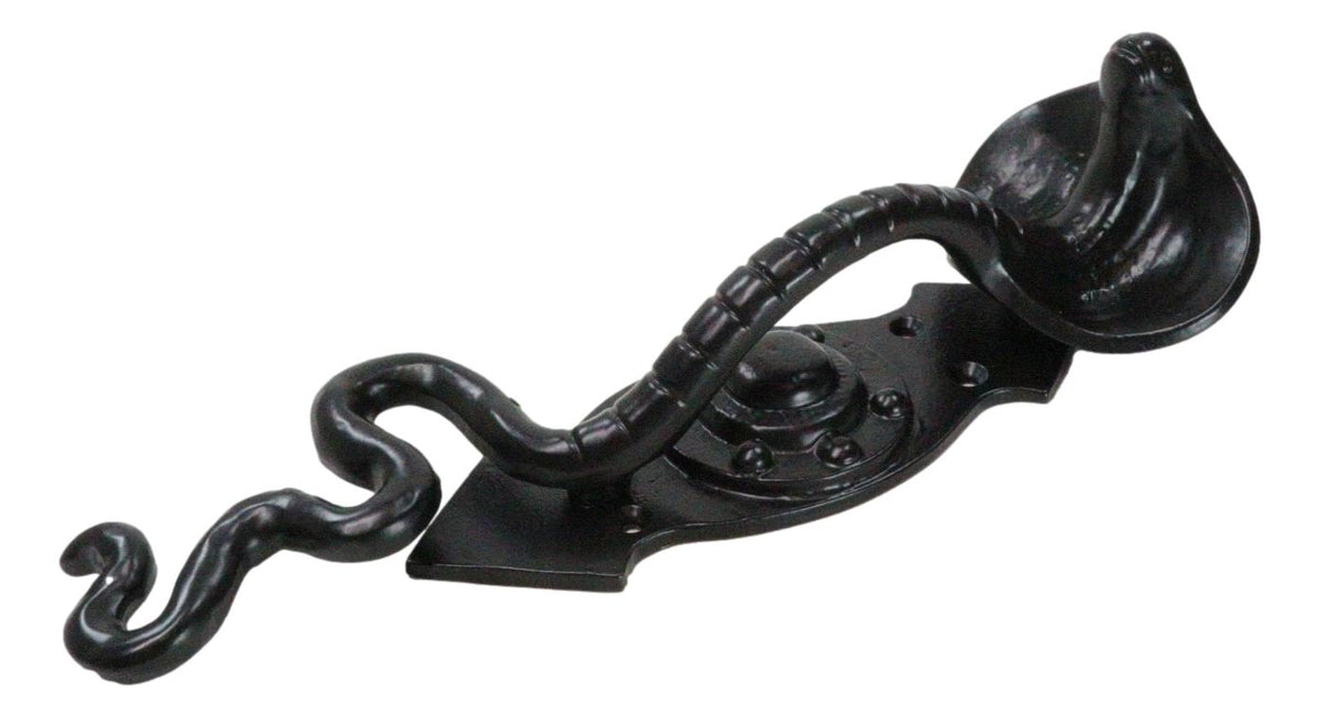 Set of 2 Black Cast Iron Ferocious Desert Cobra Snake Door Handle Bar Pulls - Ebros Gift