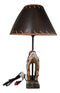 Rustic Western Cowboy Horse Saddle with Ichthys Jesus Fish Symbol Table Lamp
