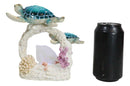 Sea Turtle Mother And Hatchling Family By Coral Reef With 3D LED Light Figurine