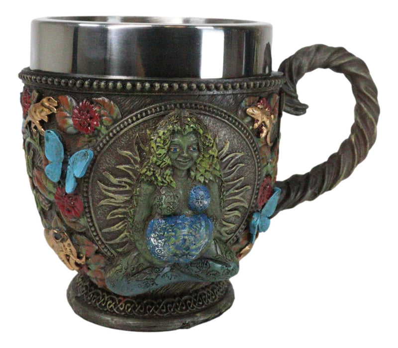 Wicca Green Mother Earth Goddess Millennial Gaia With Flora And Fauna Teacup Mug