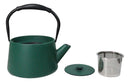 Matte Green Modern Straight Edge Design Tetsubin Larger Cast Iron Teapot 33oz