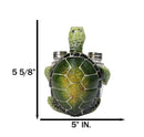 Marine Green Shell Sea Turtle Hugging Glass Salt Pepper Shakers Holder Figurine