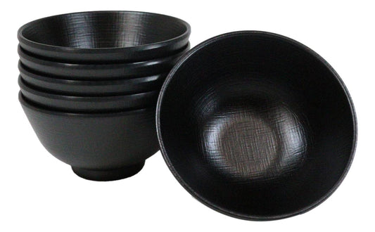 Pack Of 6 Black Silk Melamine Rice Miso Soup Salad Fruit Small Bowls 15oz