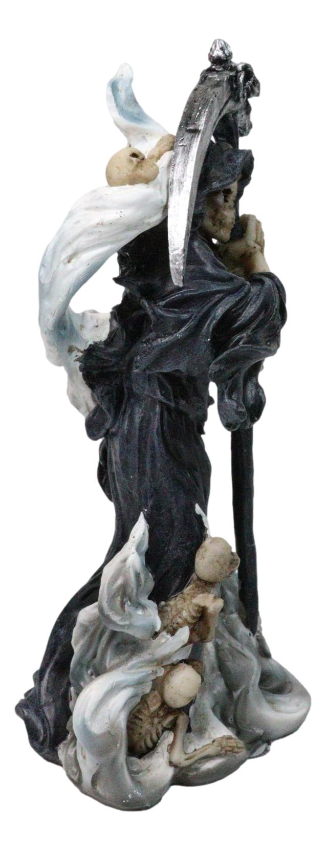 Black Death Plaque Grim Reaper Holding Scythe With Dead Soul Spirits Figurine