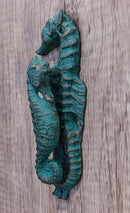 Nautical Coastal Marine Cast Iron Verdigris Seahorse Door Knocker Sea Horses