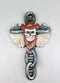 Gothic Angel Winged Cowboy Skull With Red Scarf Prison Shackle Chains Wall Cross